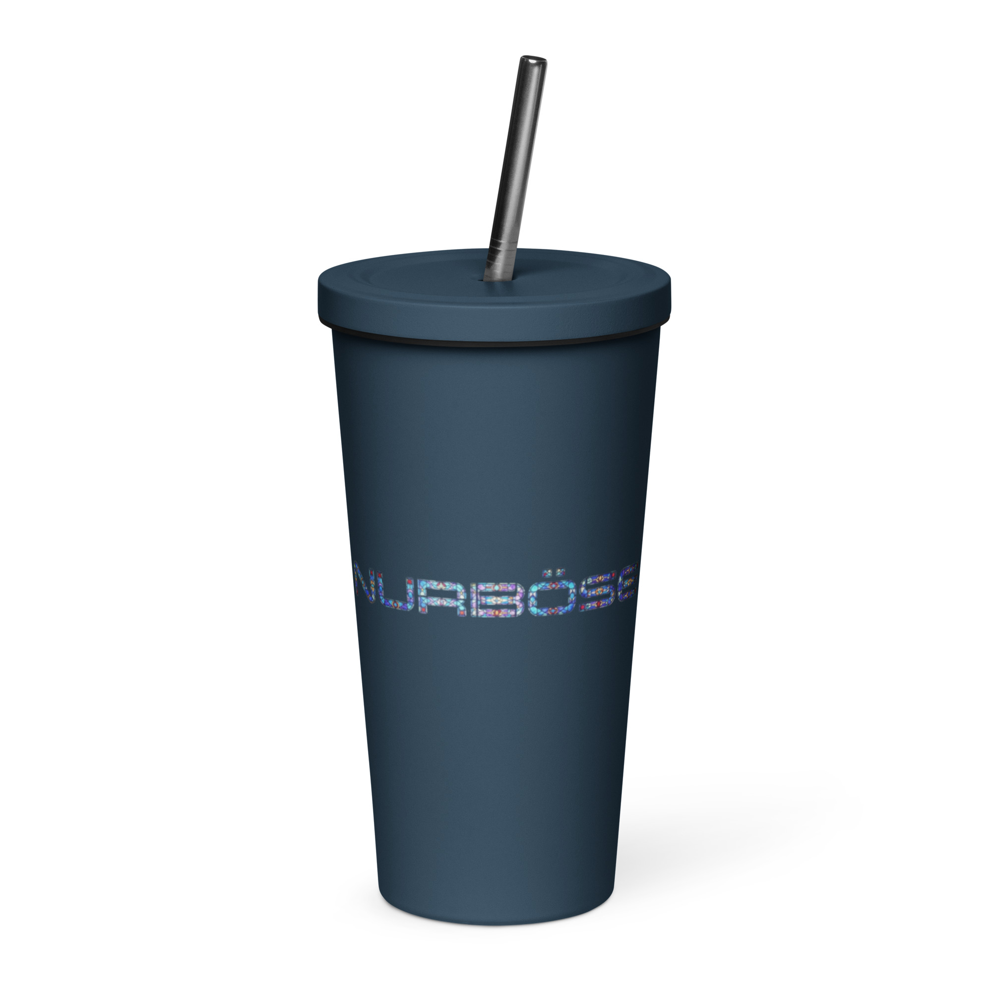 Nurböse Signature Insulated Tumbler With A Straw – Navy