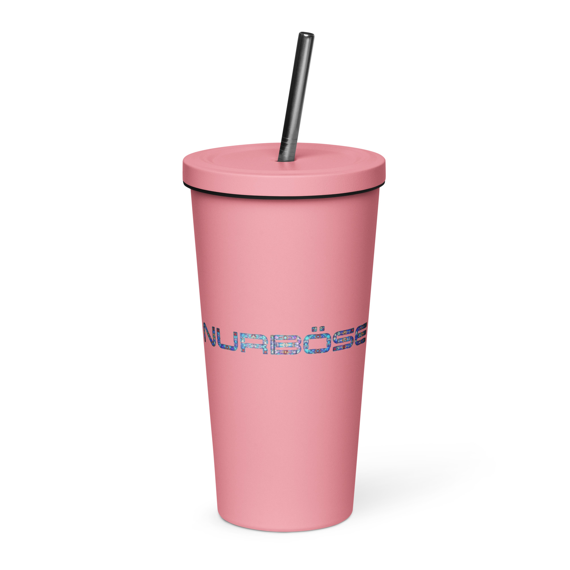 Nurböse Signature Insulated Tumbler With A Straw – Pink