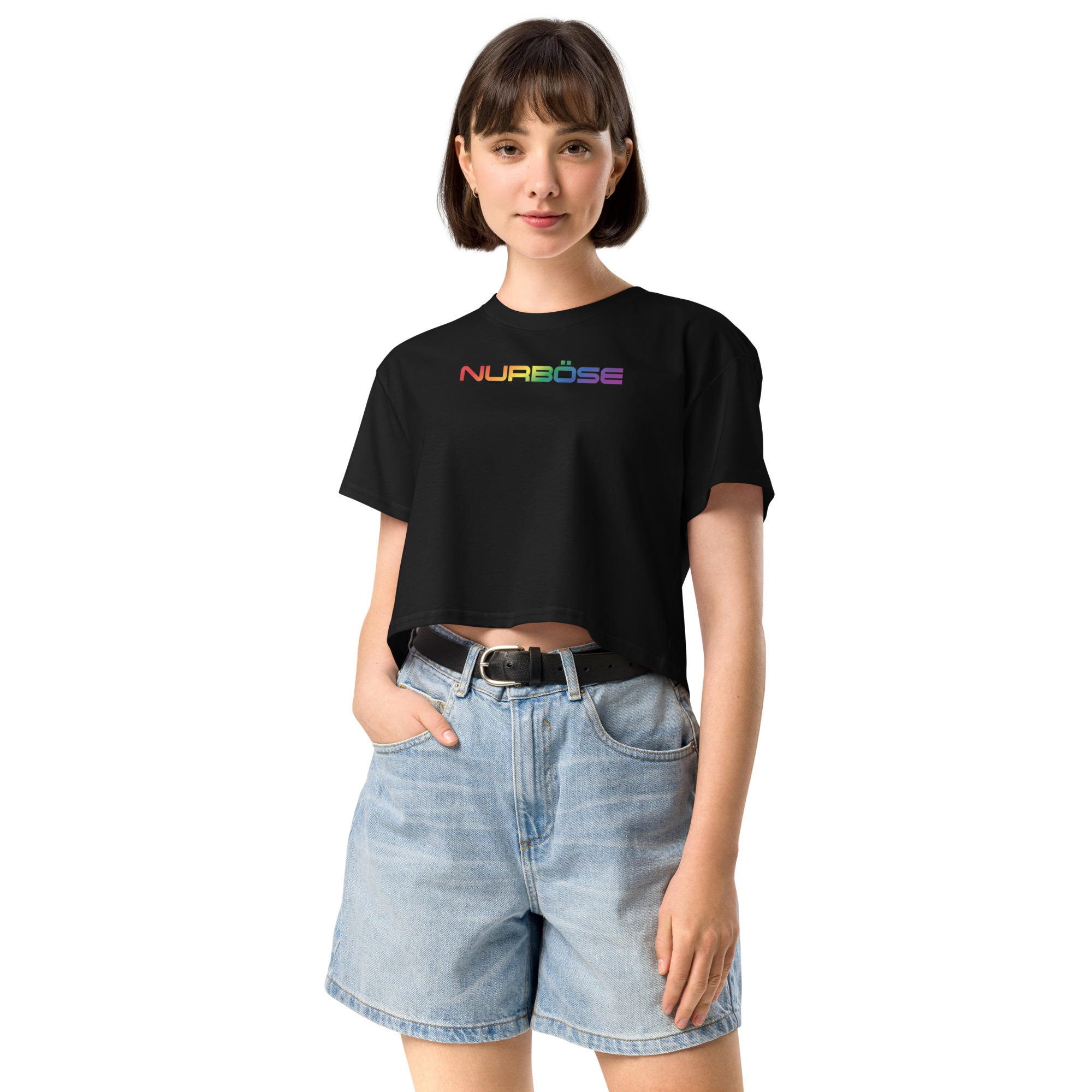 Unisex Organic Crop Top PRIDE edition – Schwarz