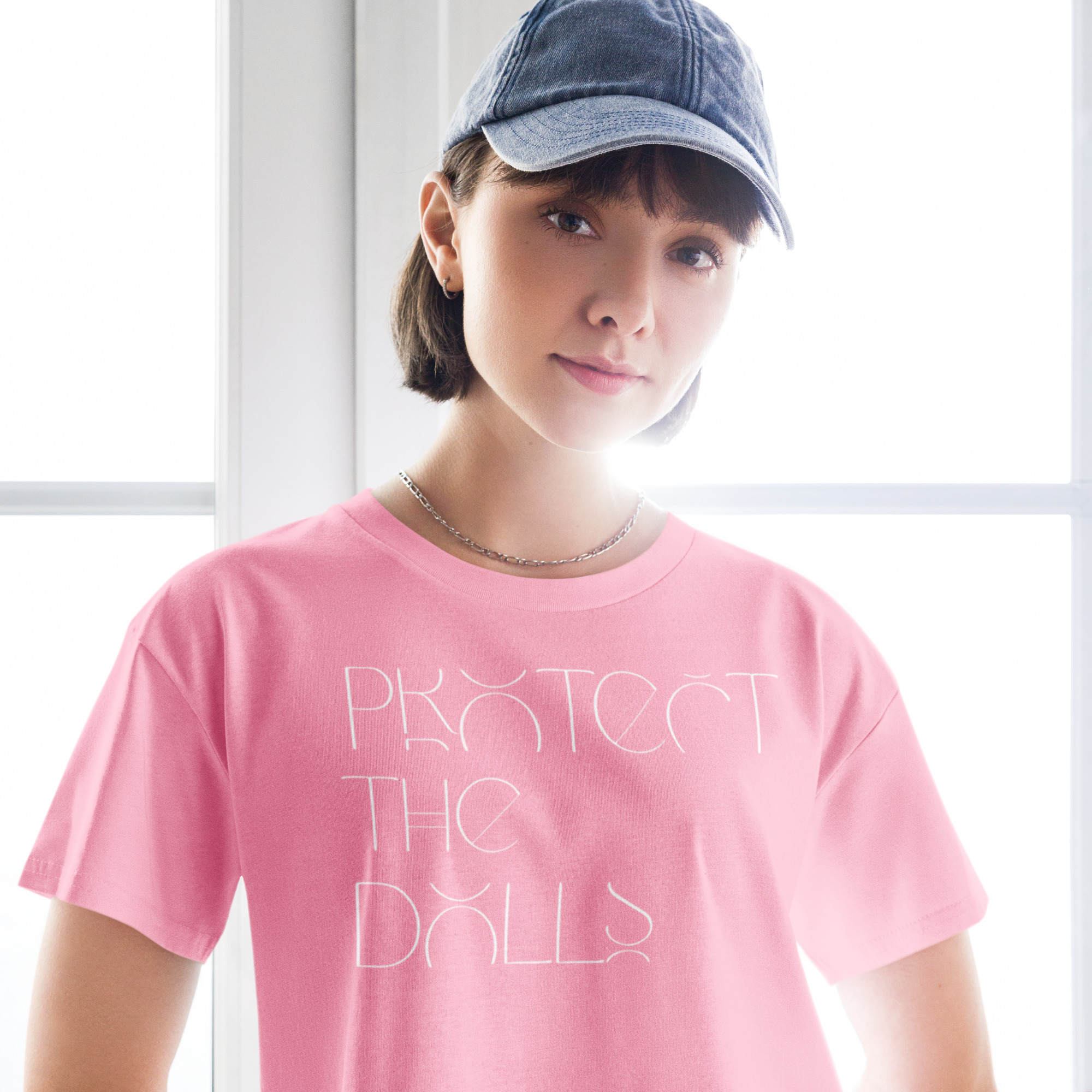 Unisex Organic Crop Top Protect the Dolls (Test) – Bubblegum