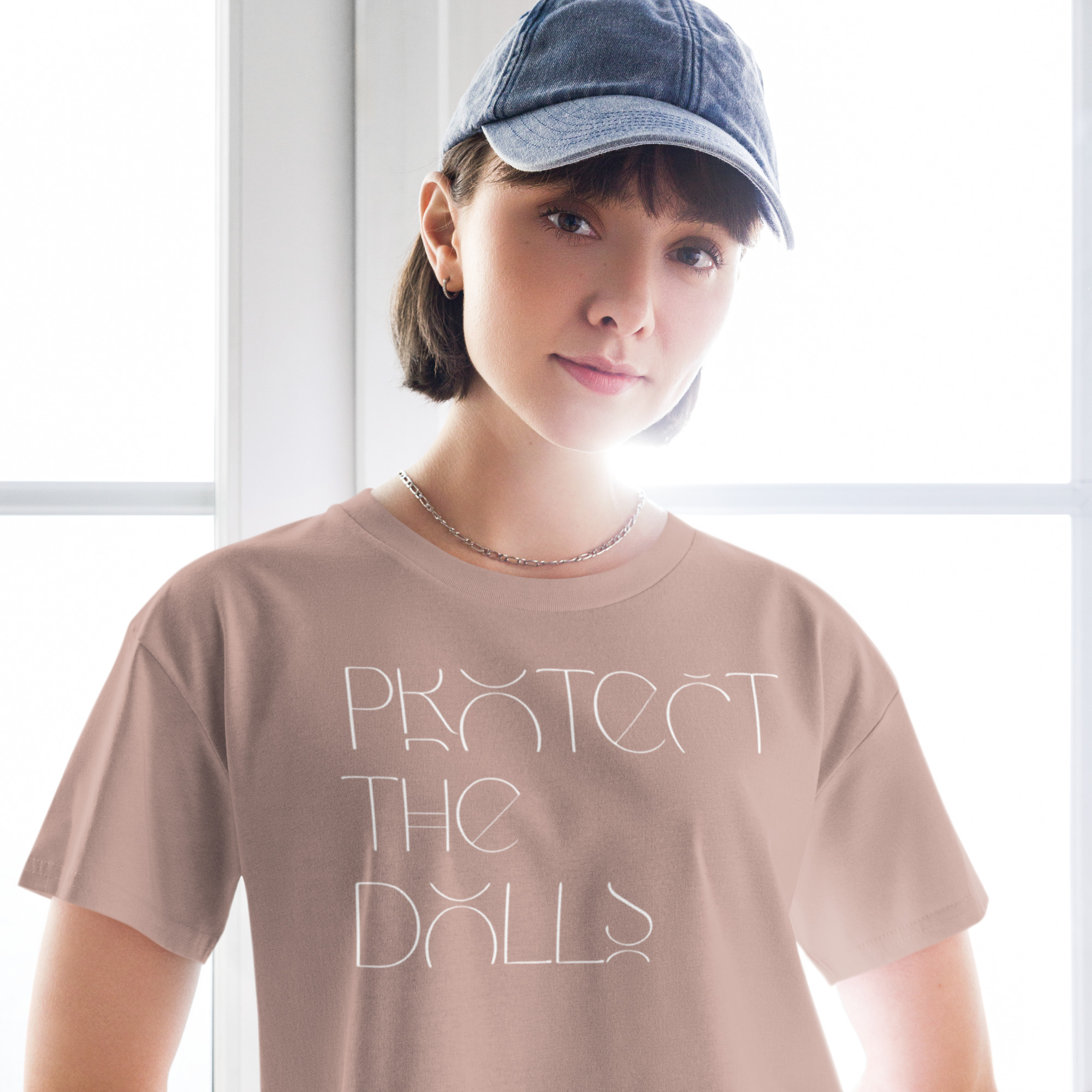 Unisex Organic Crop Top Protect the Dolls (Test) – Pink