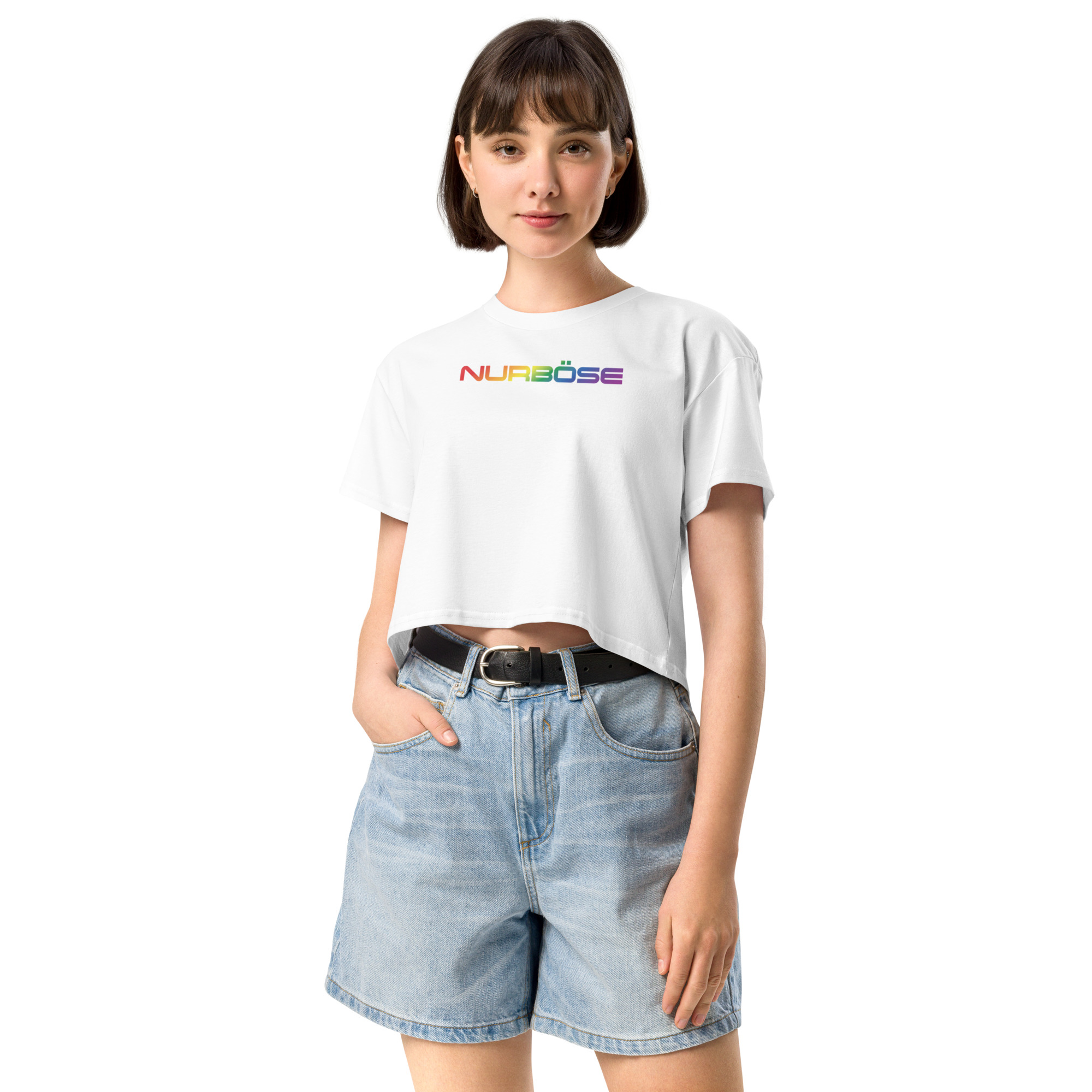 Unisex Organic Crop Top PRIDE edition – Weiß