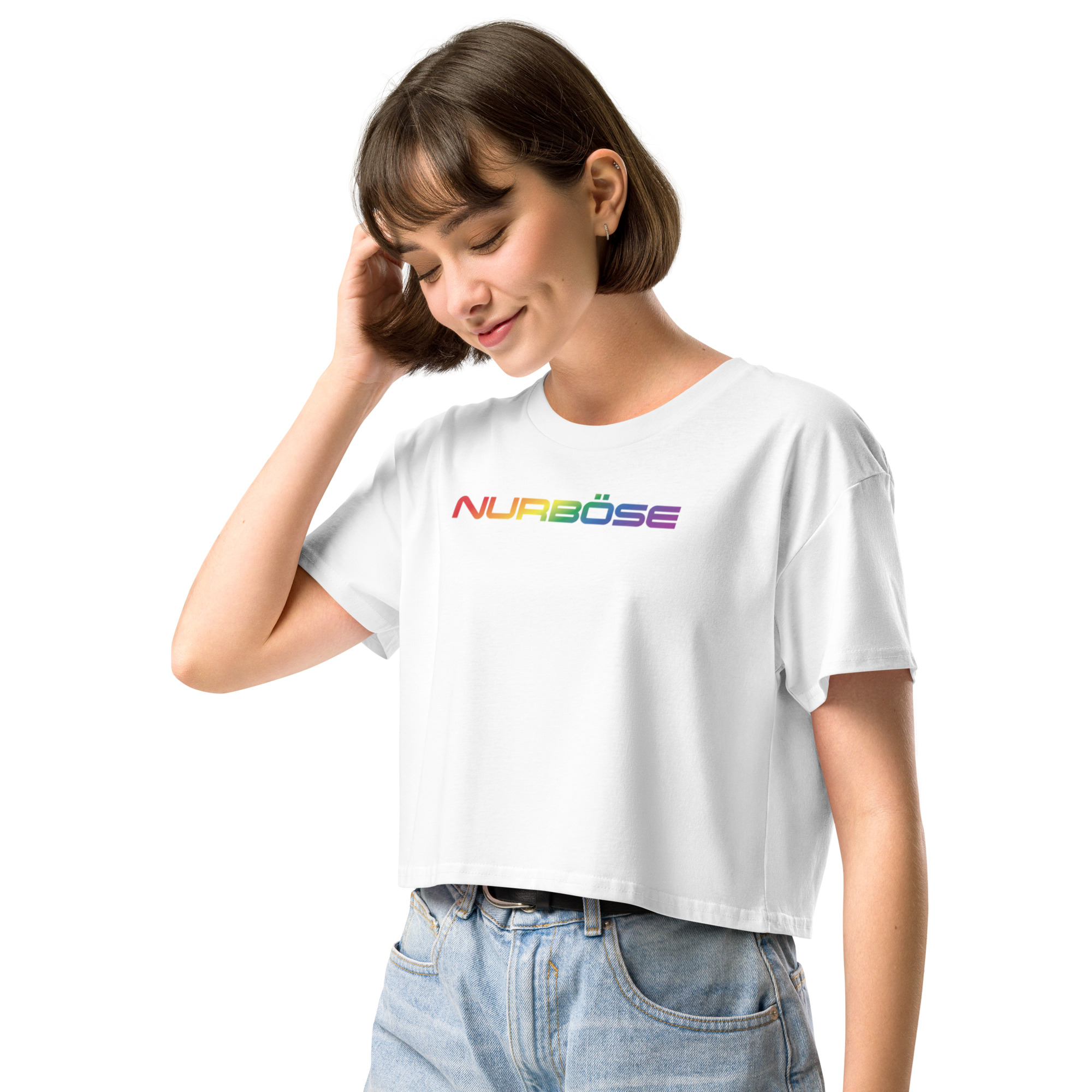 Unisex Organic Crop Top PRIDE edition – Weiß
