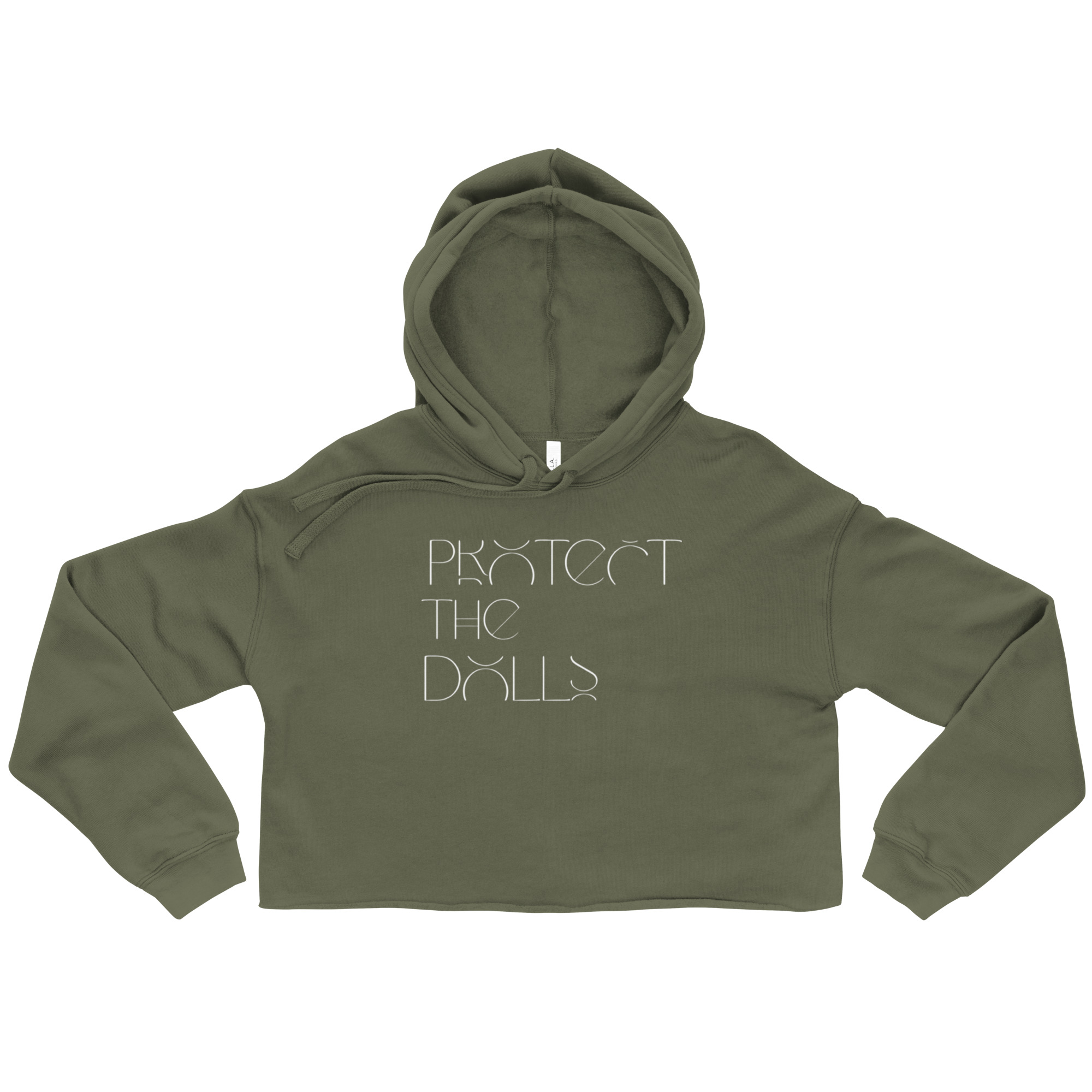 Unisex Organic Cropped Hoodie Protect the Dolls – Militärgrün